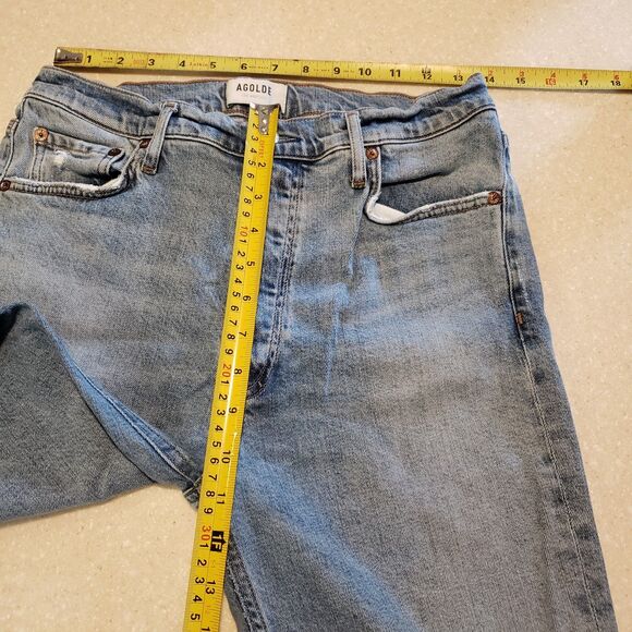 AGOLDE Jeans Womens size 30 Straight Leg Button Fly Raw Hem Premium Denim - Picture 8 of 9